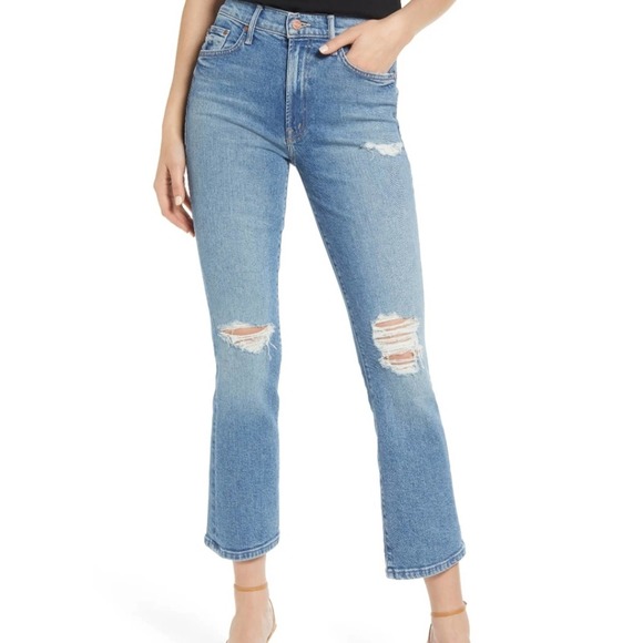 Mother The Insider Organic Cotton Blend Ankle Flare Jeans
